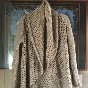 Beige drape cardigan sweater